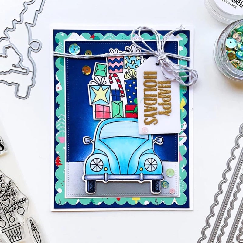 hinana 7pcs/Set Rectangle Frame Metal Die Cuts, Scallops Stitched Nesting Tag Background Cutting Dies for DIY Scrapbooking Album Decorative Embossing Paper Card Making - Image 3